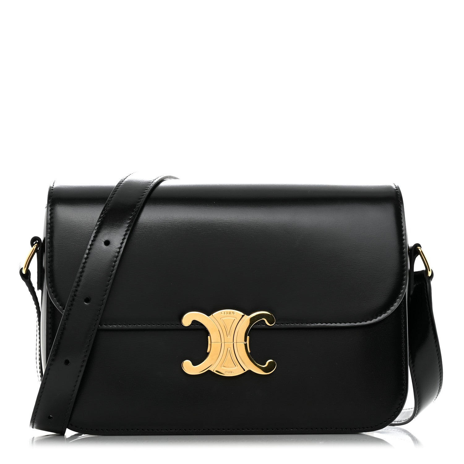 Celine Shiny Calfskin Medium Triomphe Black 1 of 11