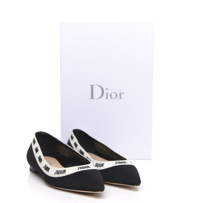 Christian Dior Fabric Ribbon Embroidered J'Adior Ballet Flats 37.5 Black 9 of 9