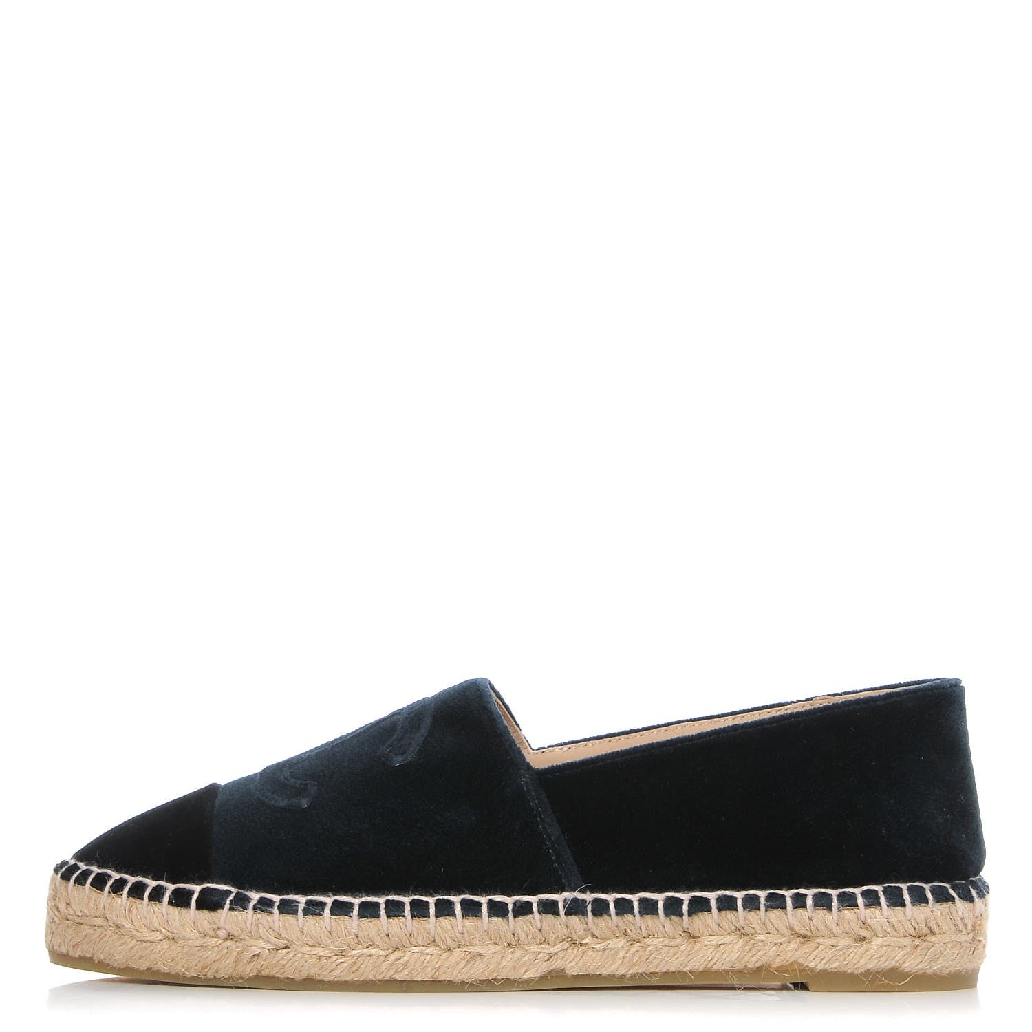 Chanel Velvet CC Espadrilles 39 Dark Navy Black 1 of 11
