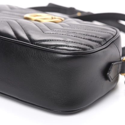 Gucci Calfskin Matelasse Small GG Marmont Chain Shoulder Bag Black 11 of 12