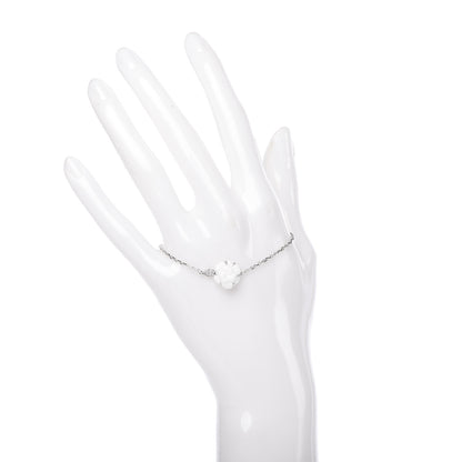 Chanel 18K White Gold White Agate Diamond Camelia Sculpté Bracelet 2 of 4