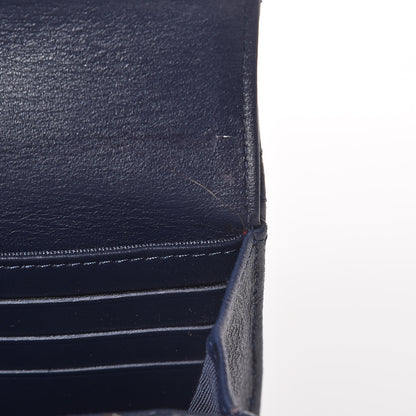 Chanel Letter Calfskin Embossed Quilted Large Gusset Flap Wallet Navy 14 of 15