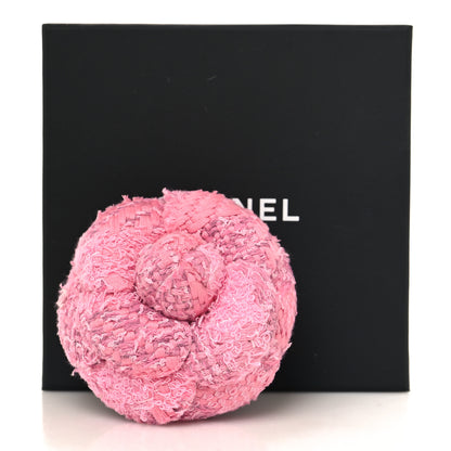 Chanel Tweed Camellia Brooch Pink 4 of 4
