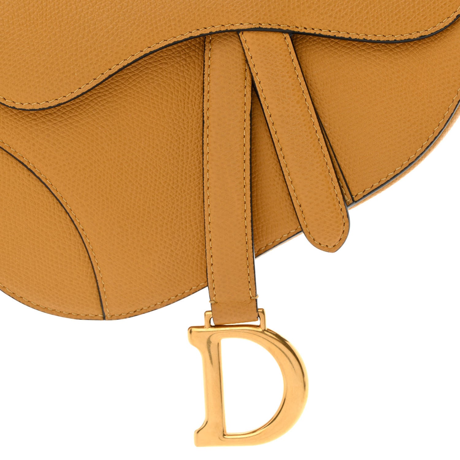 Christian Dior Grained Calfskin Mini Saddle Bag Dark Yellow 8 of 10