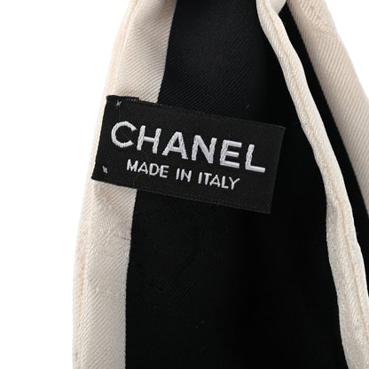 Chanel Silk Hair Tie Black Ivory 4 of 5