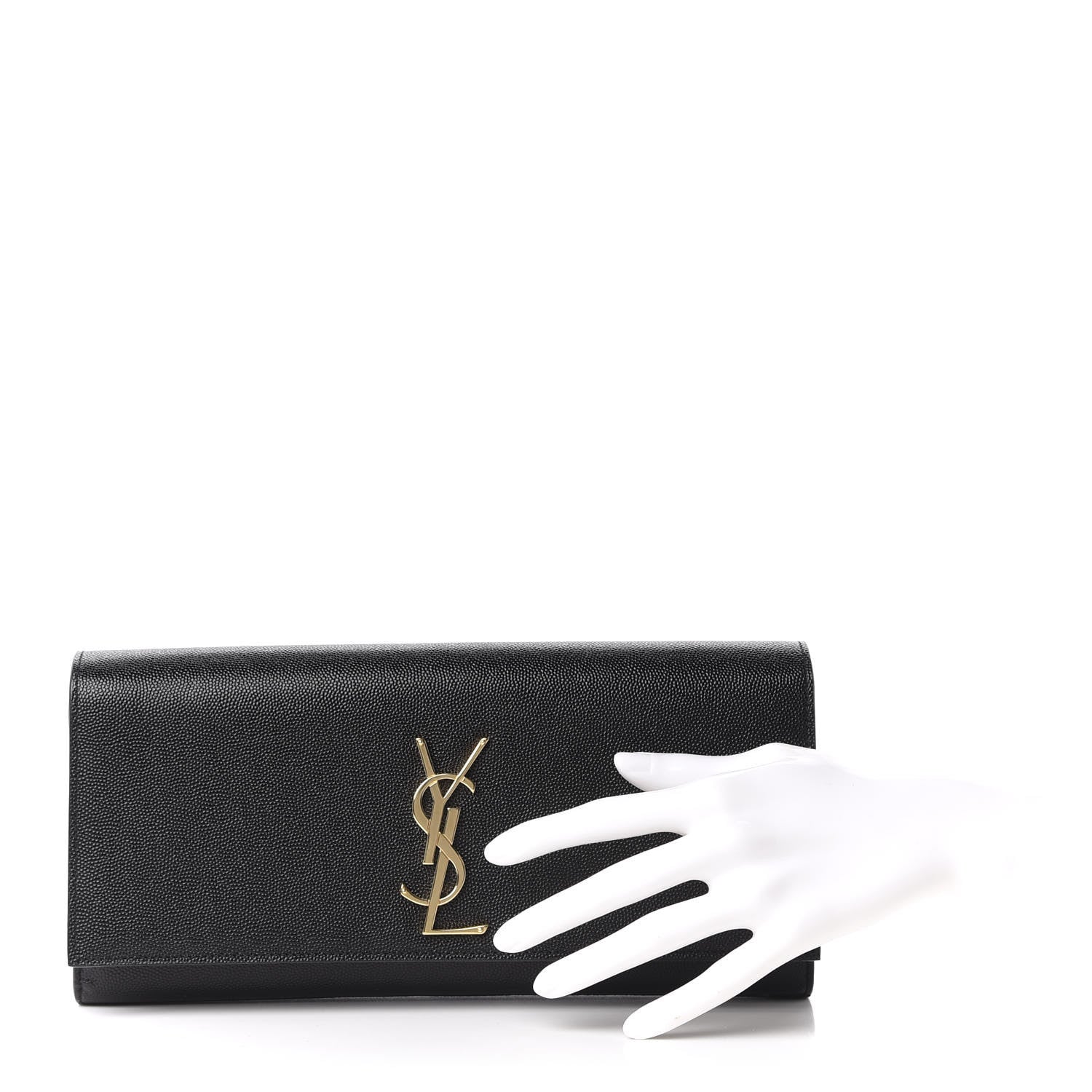 Saint Laurent Grain De Poudre Monogram Cassandre Clutch Black 2 of 10