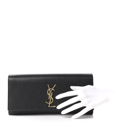 Saint Laurent Grain De Poudre Monogram Cassandre Clutch Black 2 of 10