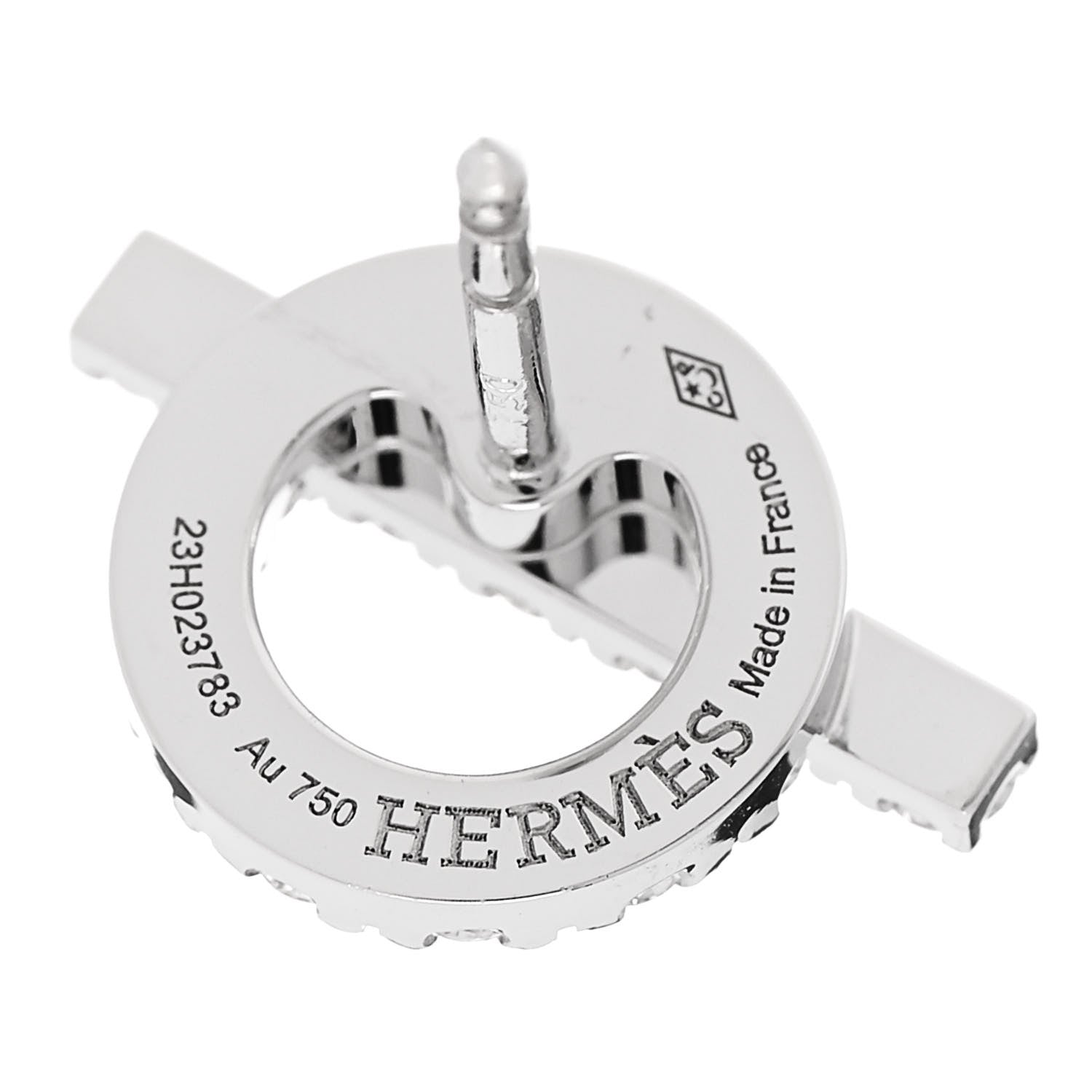 Hermes 18K White Gold Diamond Finesse Earrings 4 of 5