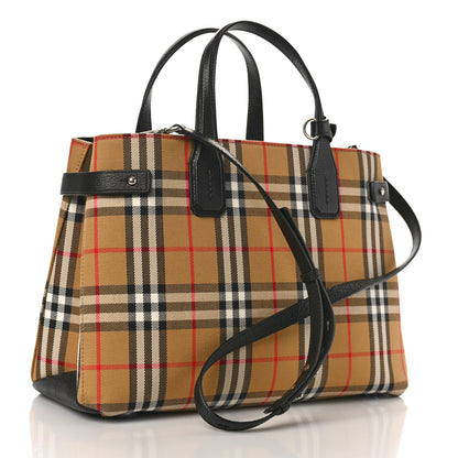 Burberry Goatskin Vintage Check Medium Banner Tote Black 3 of 9