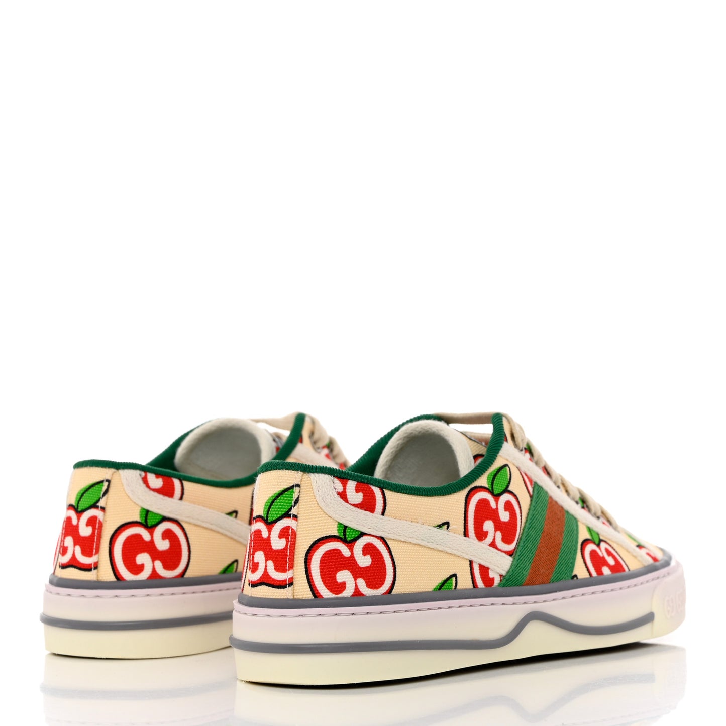 Canvas Web GG Apple Womens 1977 Tennis Sneakers 36 Ivory Red Mystic White New Shamarock