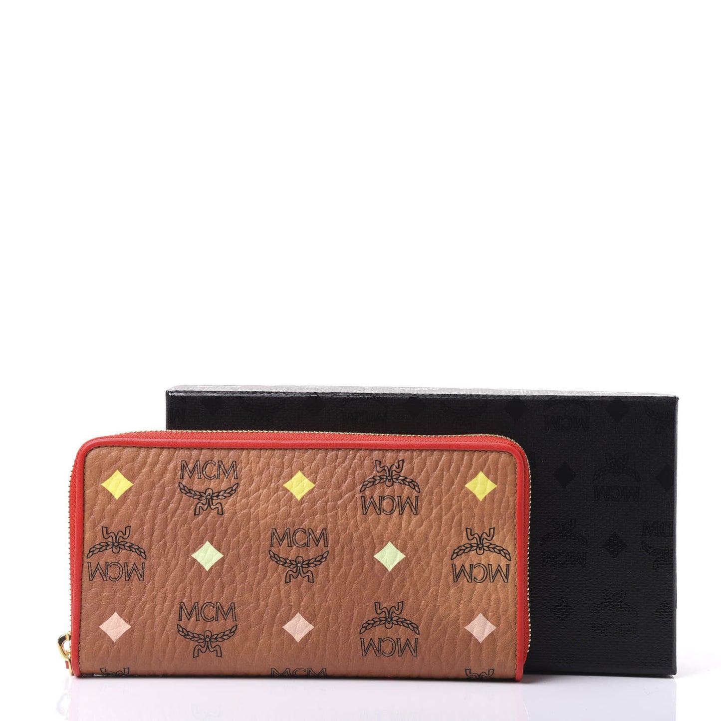 Skyoptic Visetos Zip Around Wallet Cognac Red