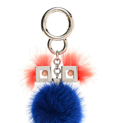 Fendi Calfskin Mink Fox Fur Witches Charm Blue Multicolor 3 of 4