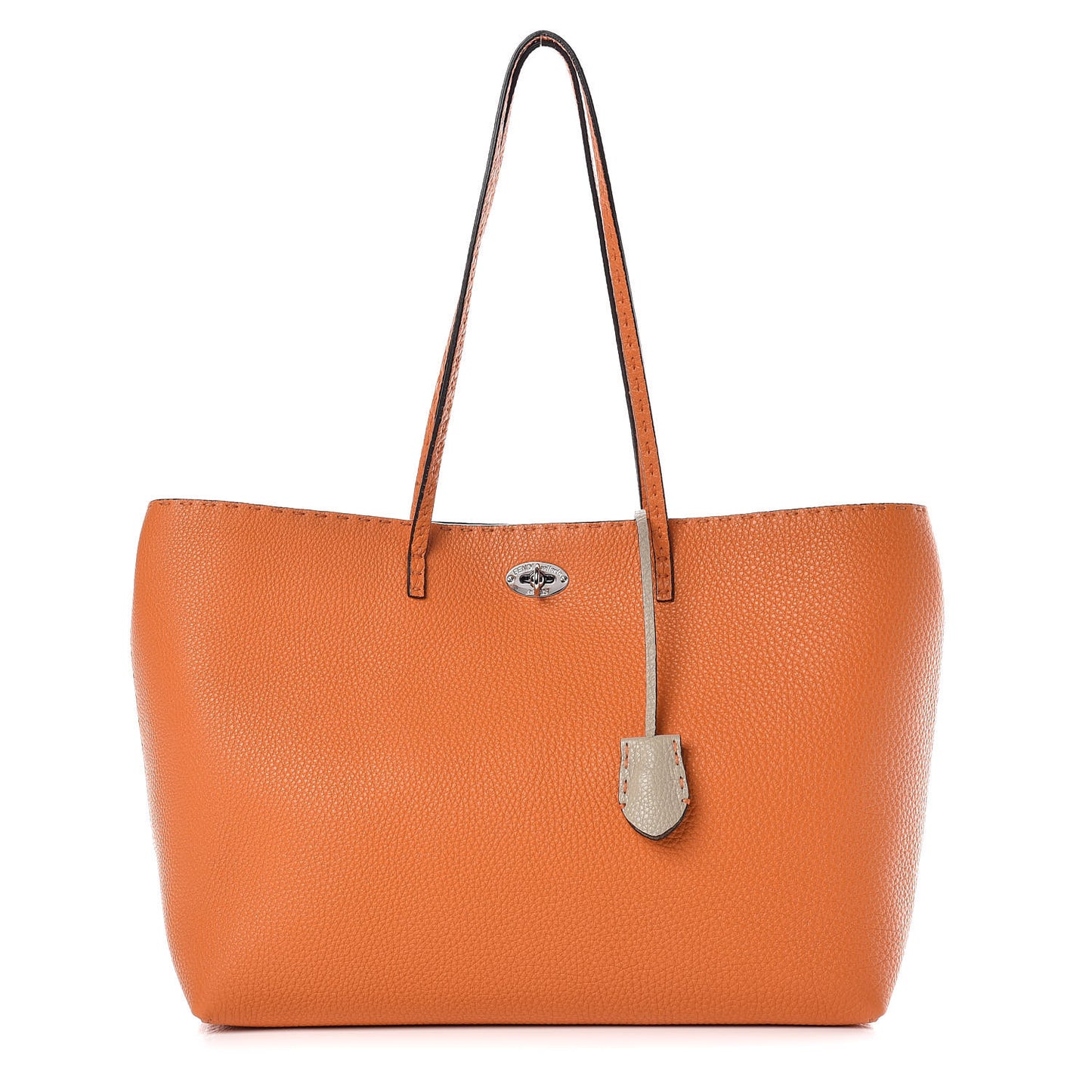 Cuoio Romano Selleria Bi-Color Large Carla Shopping Tote Orange Stone