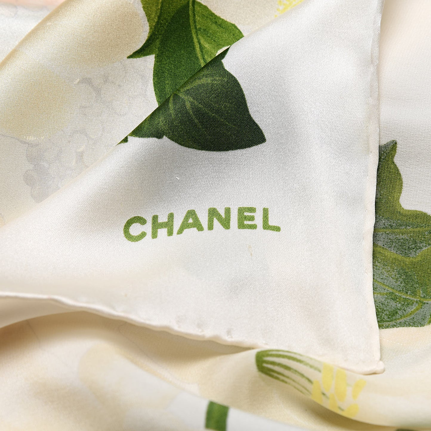 Silk Camellia Flower Square Scarf White
