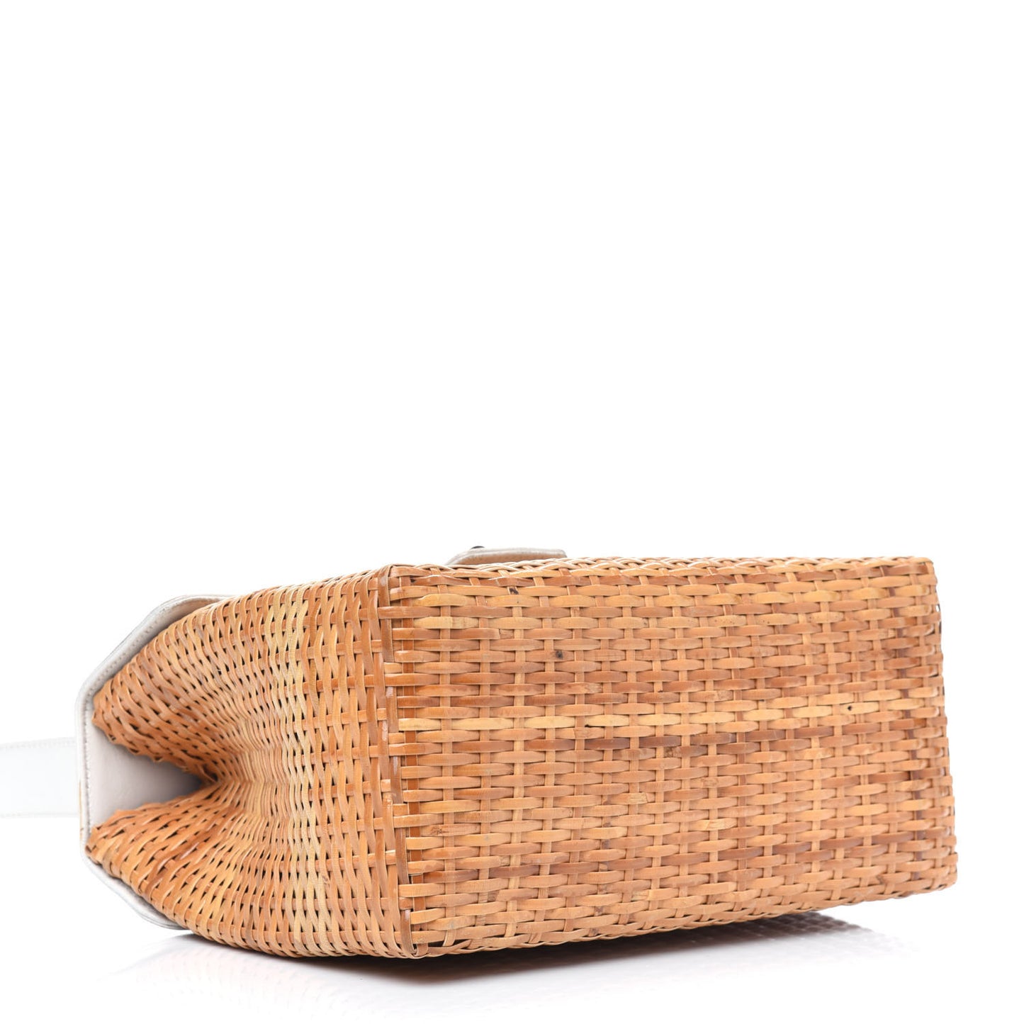 Lambskin Straw Basket Shoulder Bag Light Beige