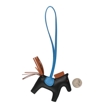 Hermes Milo Lambskin Grigri Rodeo Horse Bag Charm PM Black Gold Bleu Zanzibar 2 of 5