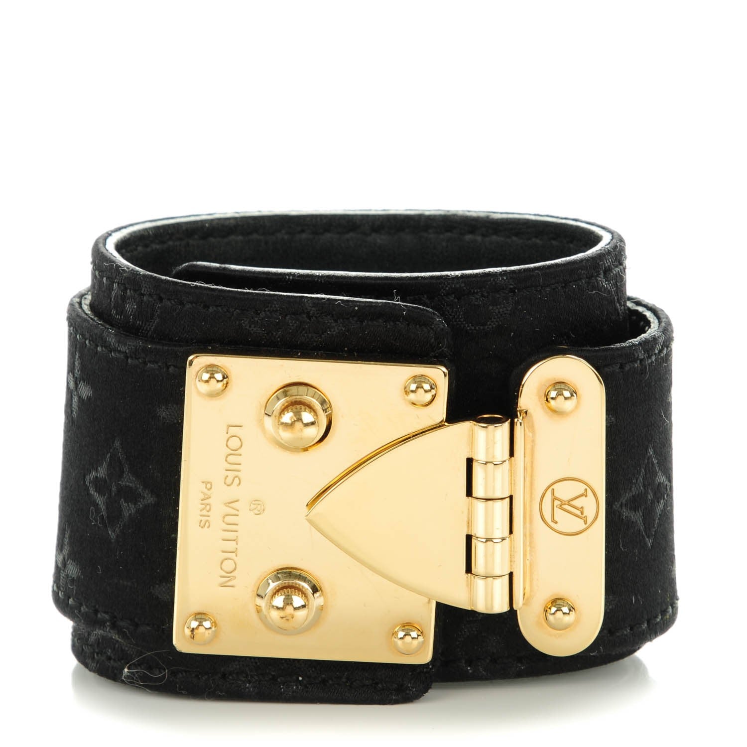 Louis Vuitton Satin Monogram Serrure Cuff Black 1 of 6