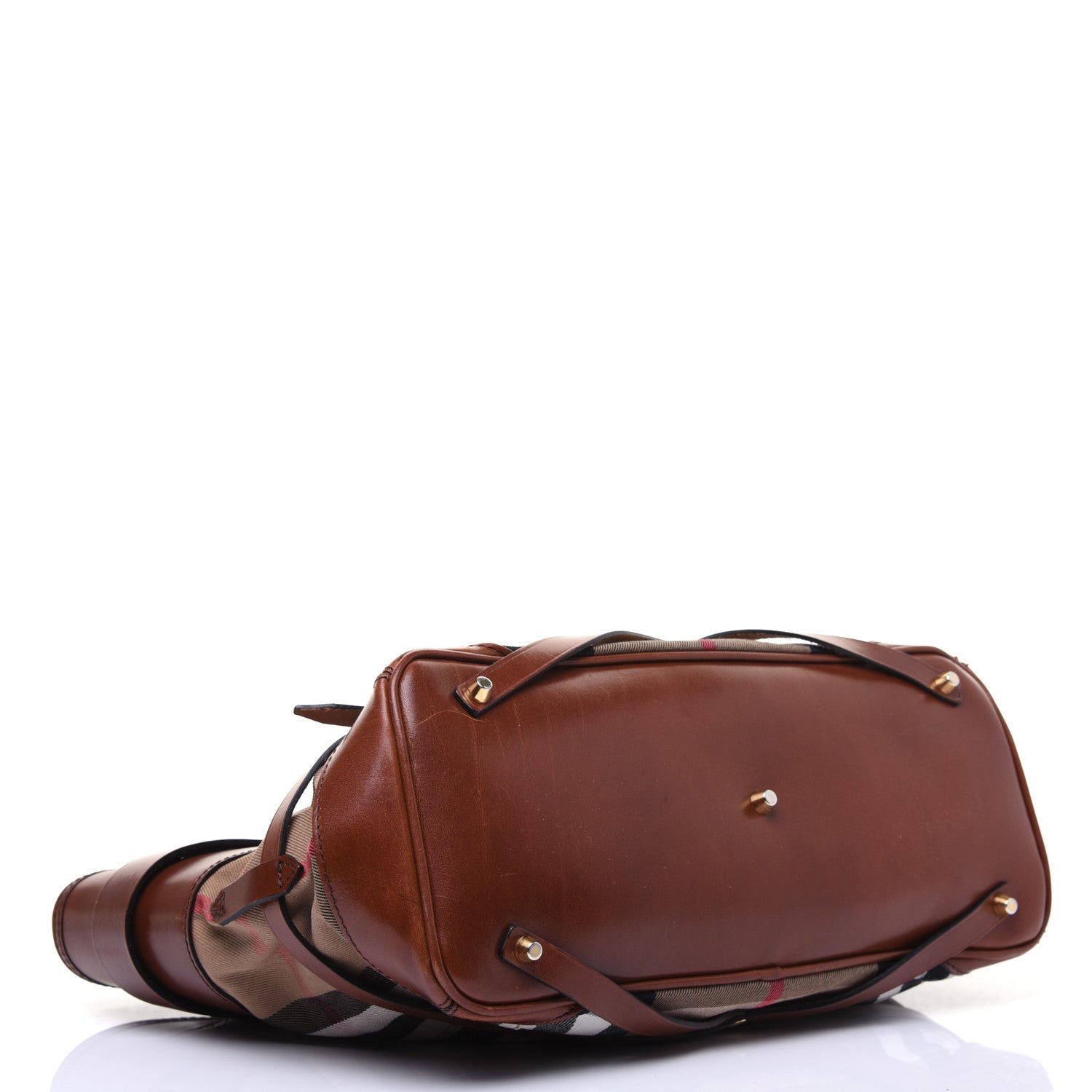 Burberry House Check Bridle Calfskin Medium Lynher Tote Dark Tan 4 of 30
