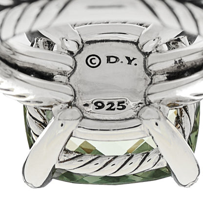 David Yurman Sterling Silver Diamond Prasiolite 14mm Chatelaine Ring 54 7 5 of 5