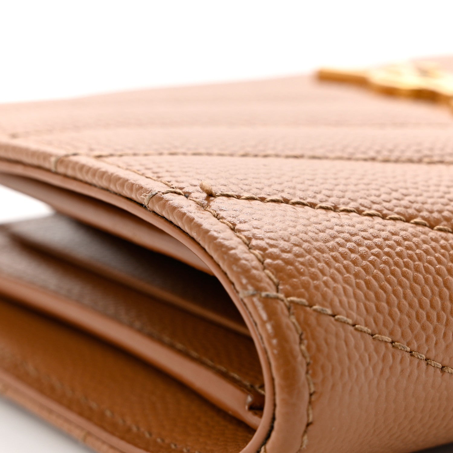 Saint Laurent Grain De Poudre Matelasse Chevron Cassandre Fragments Zipperred Bi-Fold Wallet Natural Dark 8 of 9