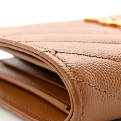 Saint Laurent Grain De Poudre Matelasse Chevron Cassandre Fragments Zipperred Bi-Fold Wallet Natural Dark 8 of 9
