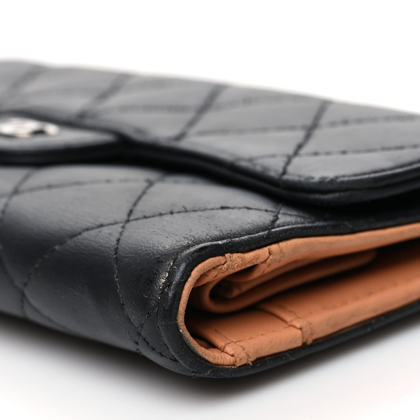 Lambskin Quilted Large Flap Wallet Black
