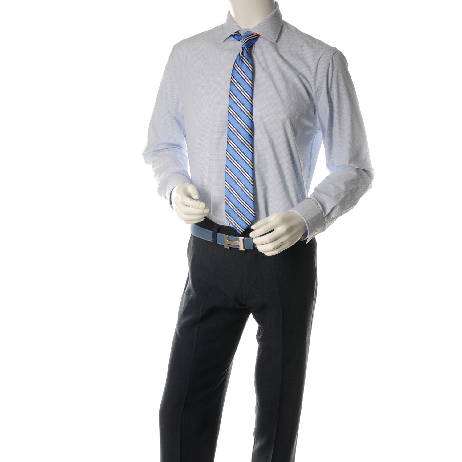 Hermes Swift Epsom 32mm H Belt 95 Black Blue Jean 2 of 6