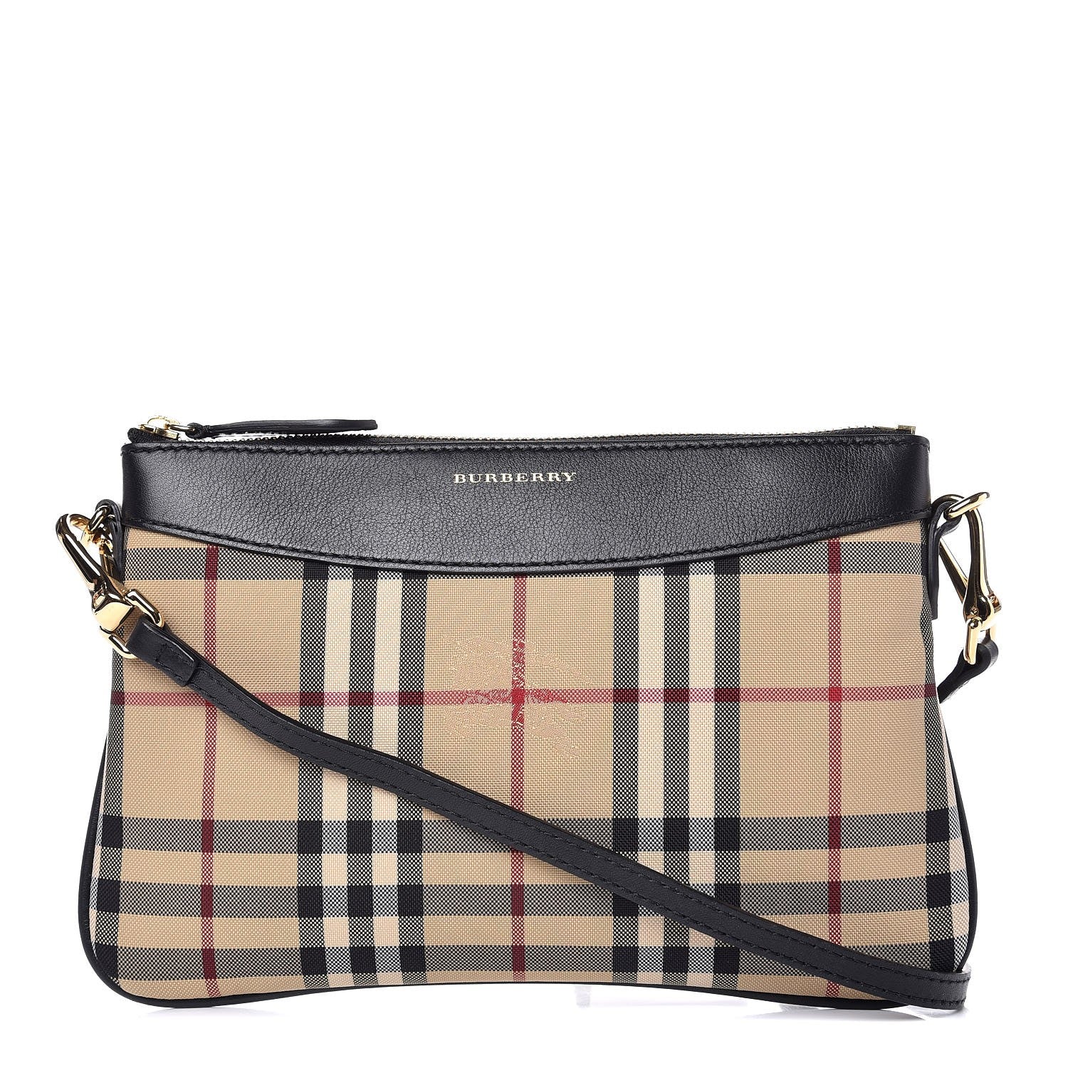 Burberry Horseferry Check Peyton Crossbody Clutch Bag Black 1 of 7