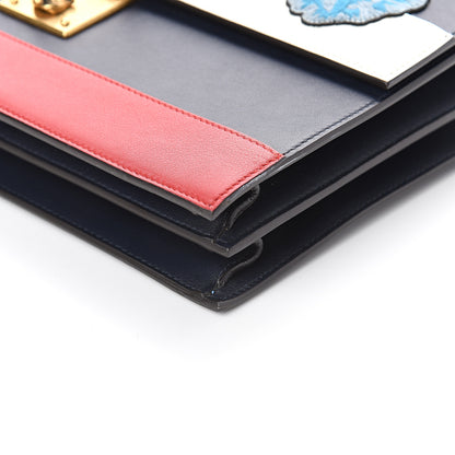 Gucci Calfskin Embroidered Riche Stripe Shoulder Bag Blue Red 8 of 8