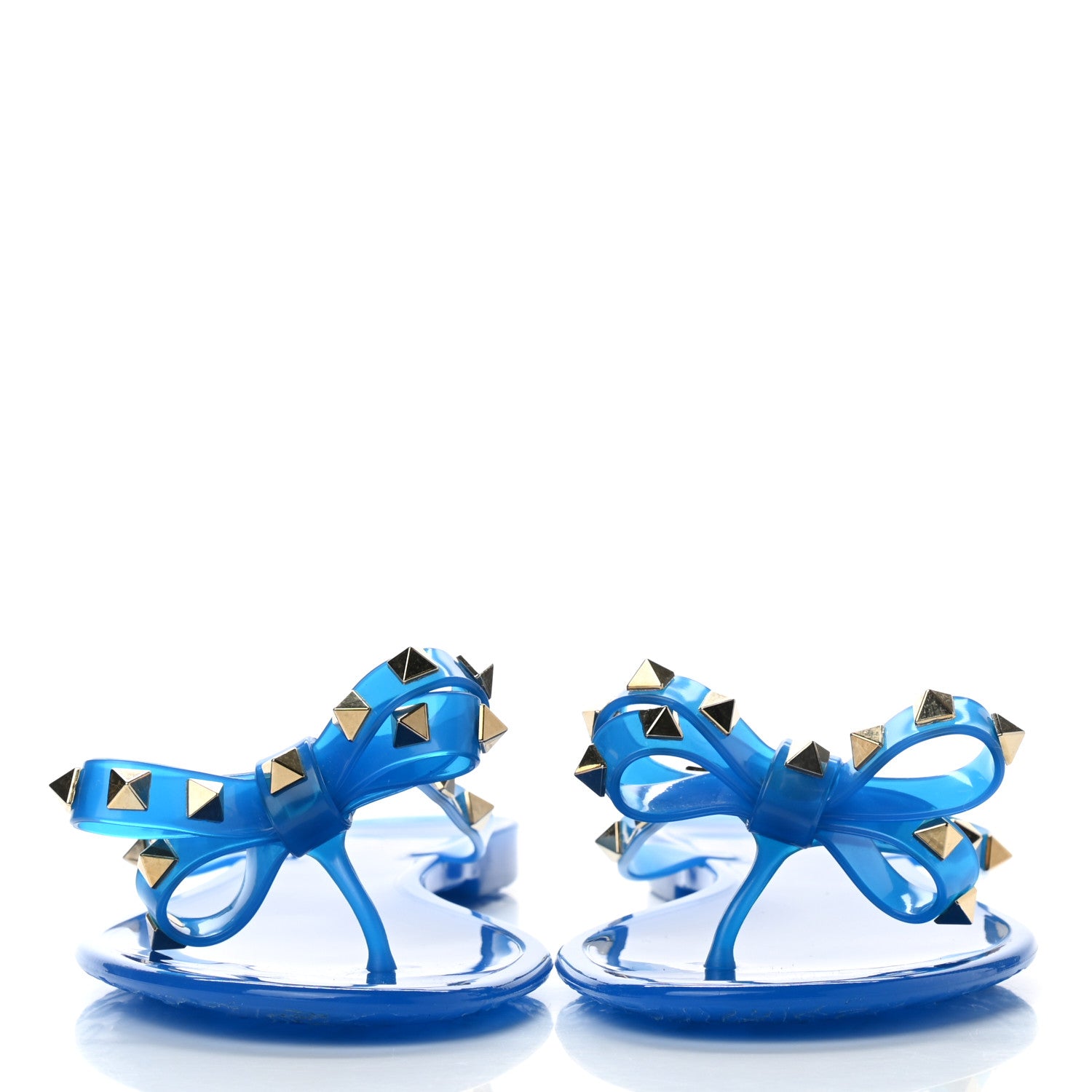Valentino Garavani PVC Jelly Rockstud Bow Thong Sandals 40 Blue Fluo 2 of 7