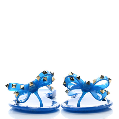 Valentino Garavani PVC Jelly Rockstud Bow Thong Sandals 40 Blue Fluo 2 of 7