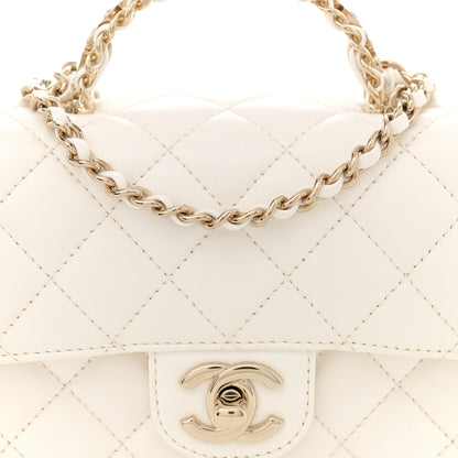 Chanel Lambskin Quilted Mini Crystal Top Handle Rectangular Flap White 8 of 12