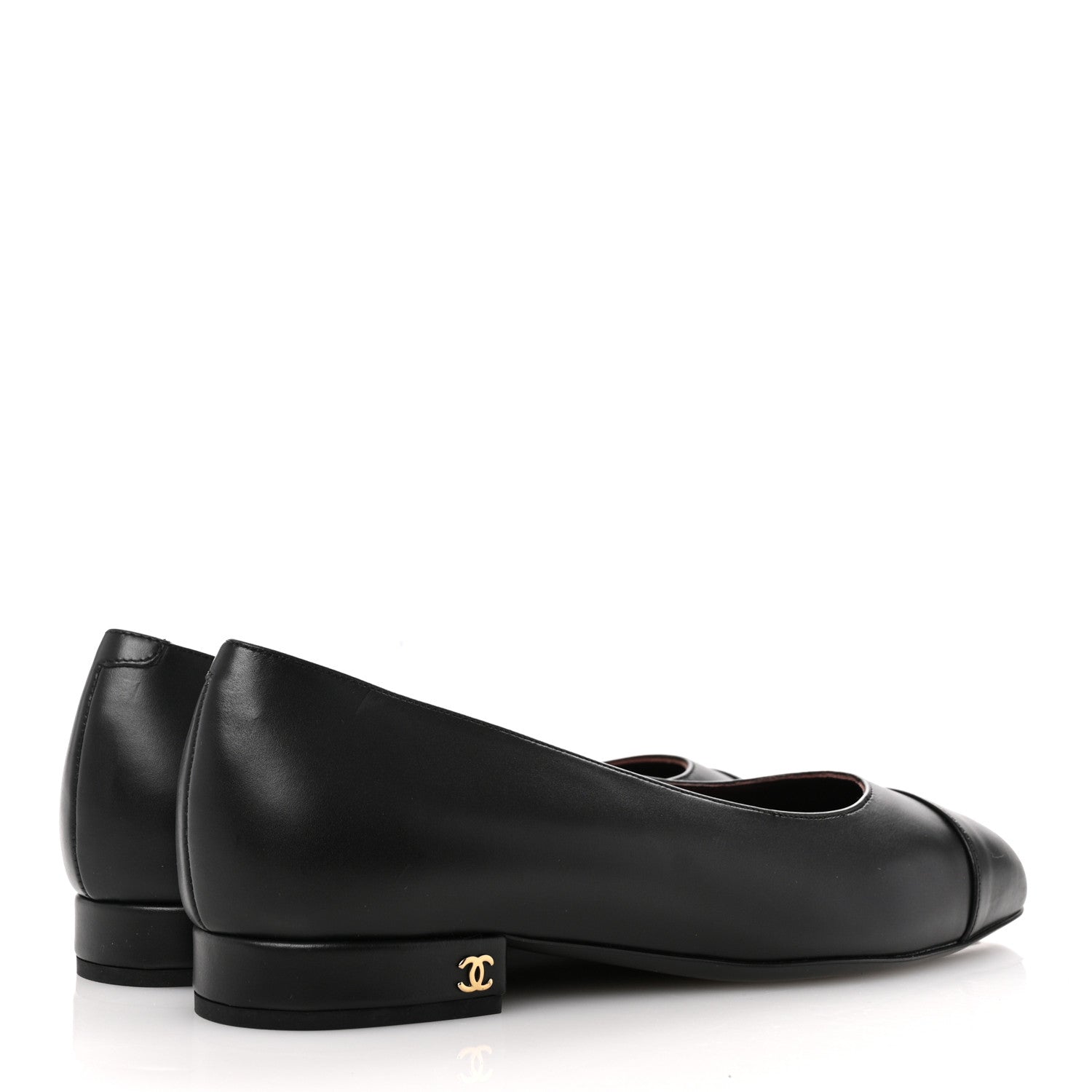 Chanel Lambskin Cap Toe CC Uniform Ballerina Flats 38 Black 5 of 10