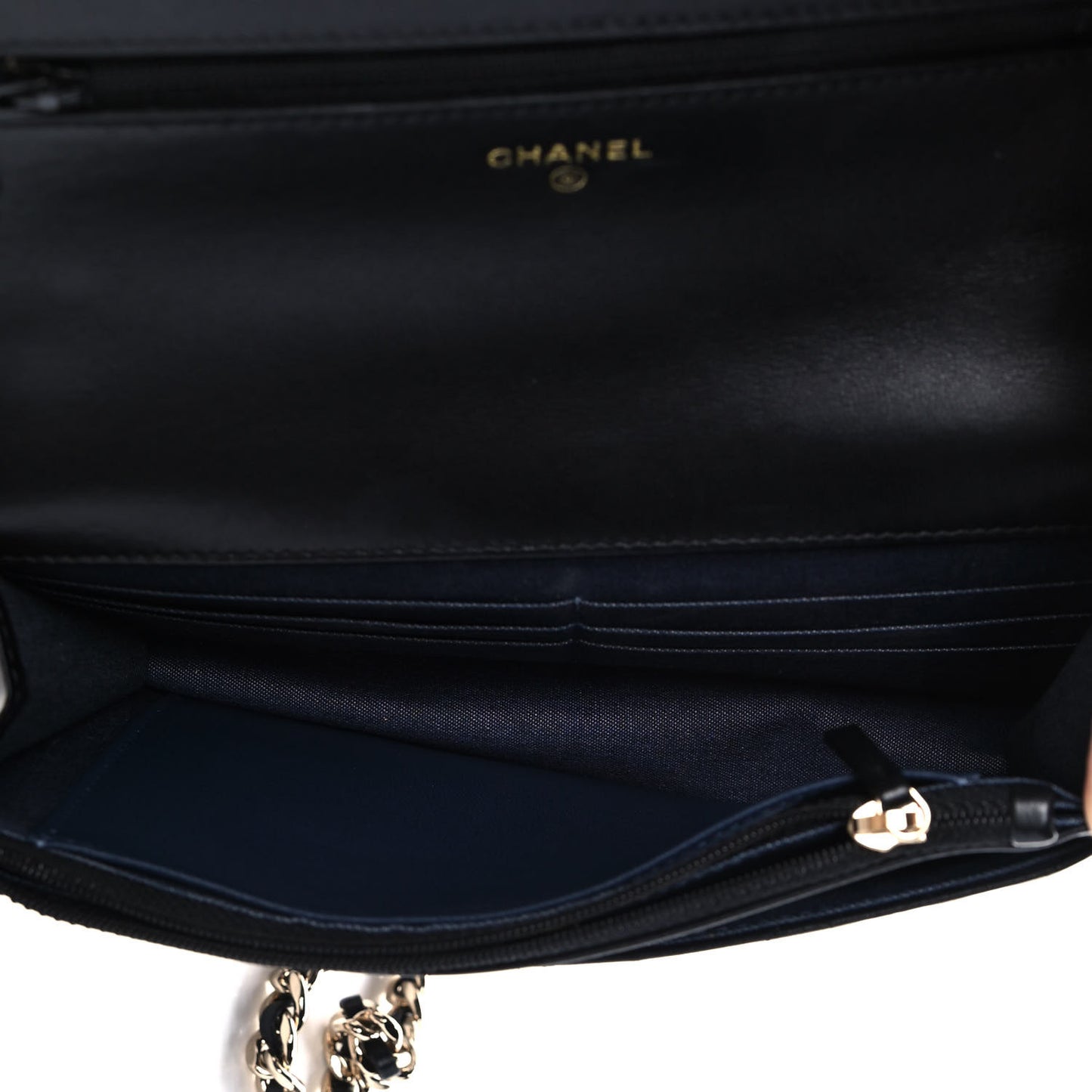 Lambskin Plexi Quilted Wallet On Chain WOC Black