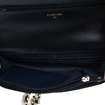 Chanel Lambskin Plexi Quilted Wallet On Chain WOC Black 5 of 14