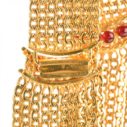 Chanel Gripoix Multi Strand Chain Necklace Gold Red 5 of 7