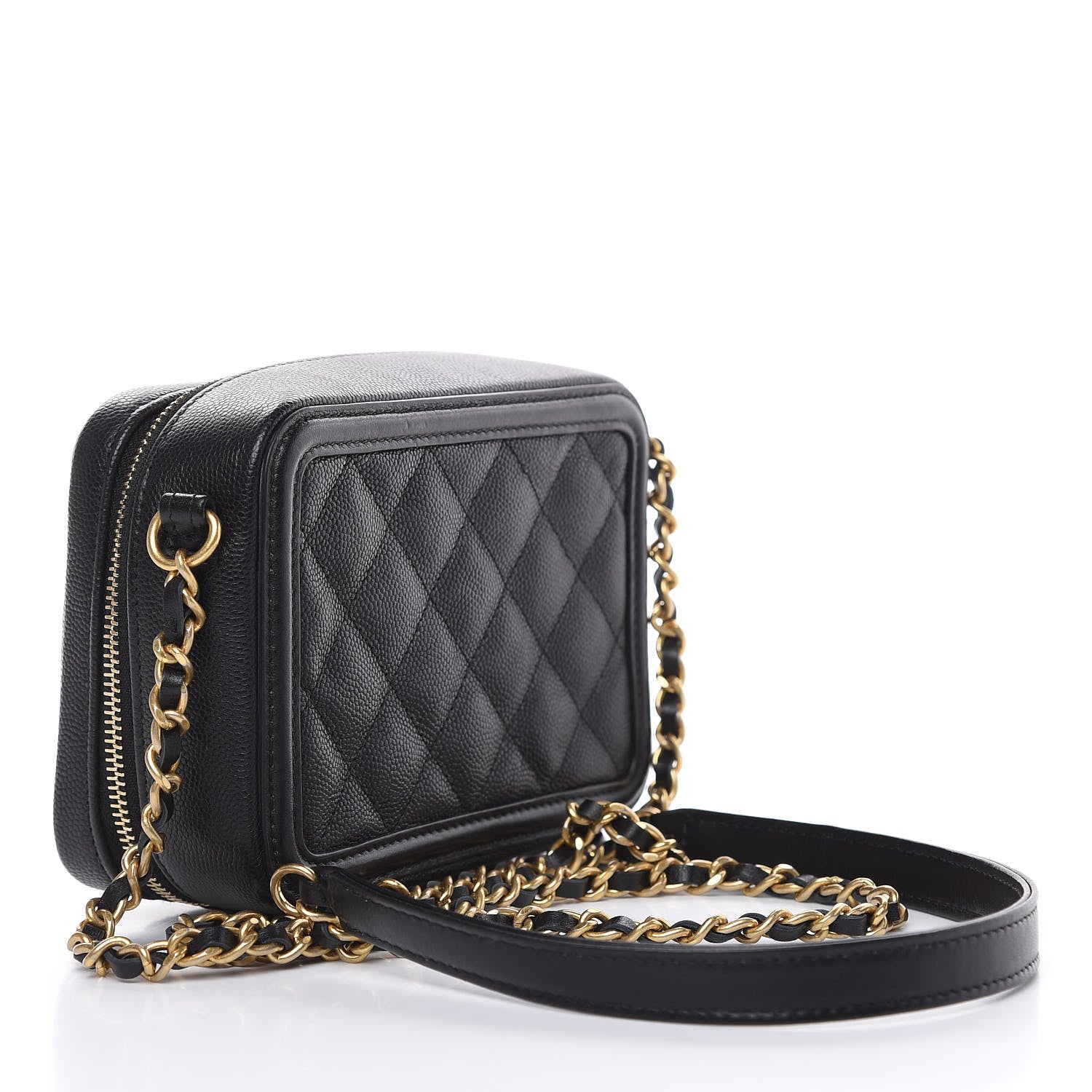 Chanel Caviar Quilted CC Filigree Vanity Clutch With Chain Black 3 of 11