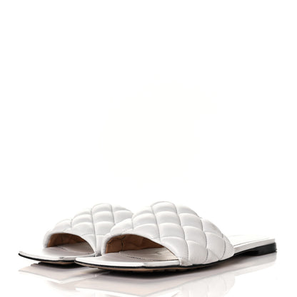 Bottega Veneta Nappa Matelasse Padded Flat Sandals 38 Optic White 3 of 11