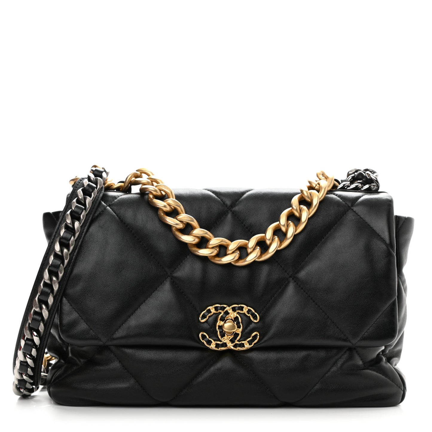 Lambskin Quilted Large Chanel 19 Flap Black