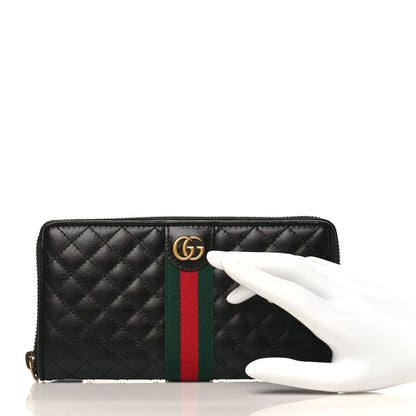 Gucci Calfskin Web Trapuntata GG Zip Around Wallet Black 2 of 6