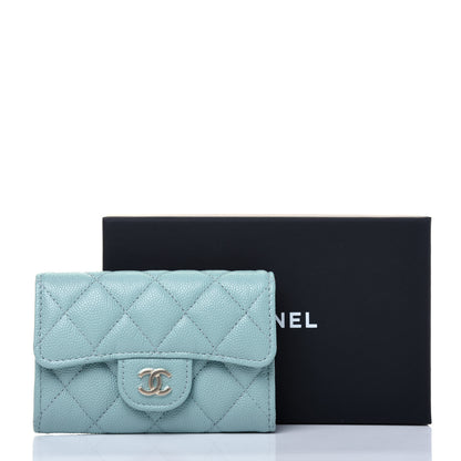 Chanel Caviar Quilted Flap Card Holder Wallet Light Blue 12 of 12