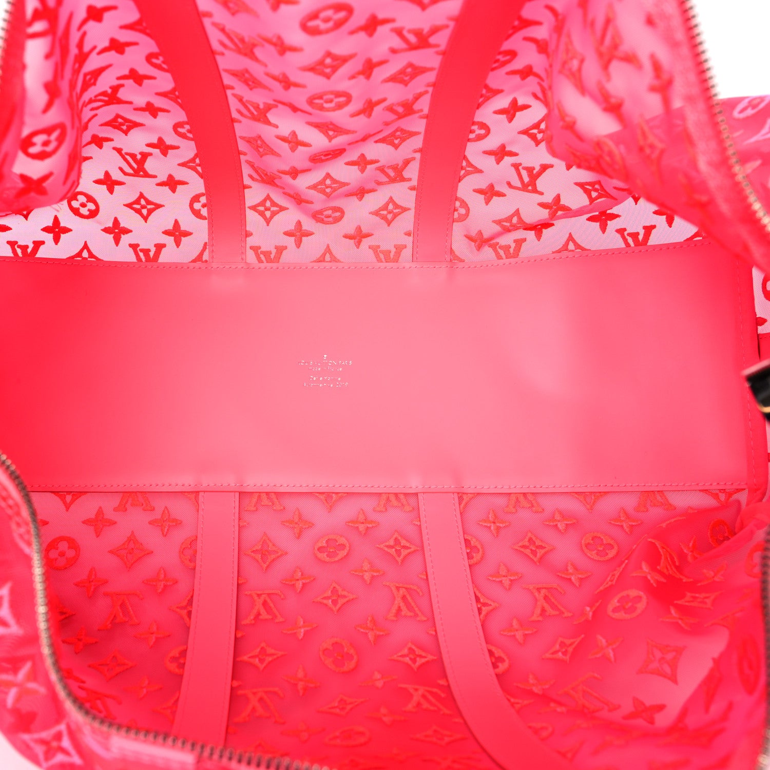 Louis Vuitton Monogram Fluo See Through Keepall Bandouliere 50 Rose 5 of 11