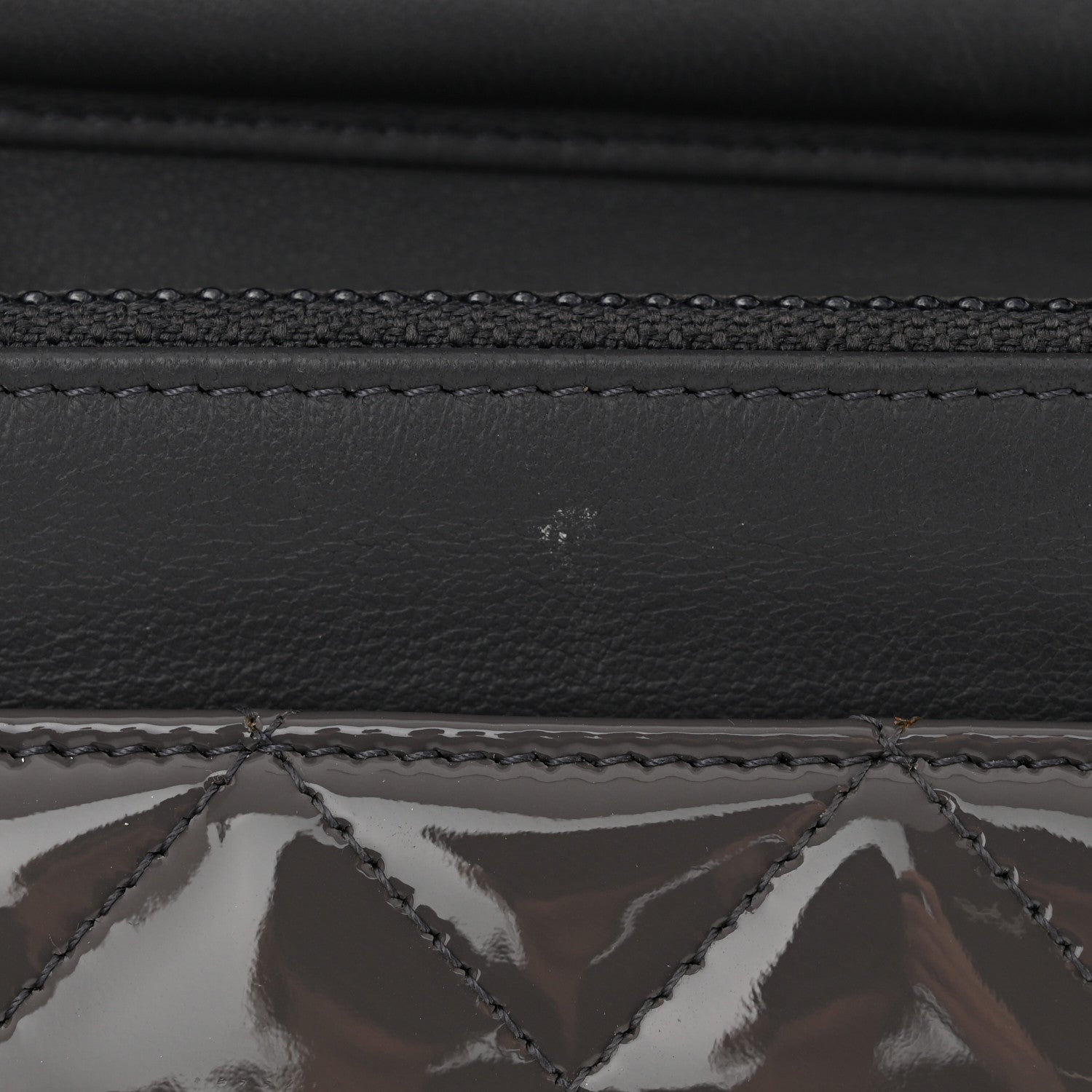 Chanel Patent Quilted Wallet On Chain WOC Grey 13 of 15