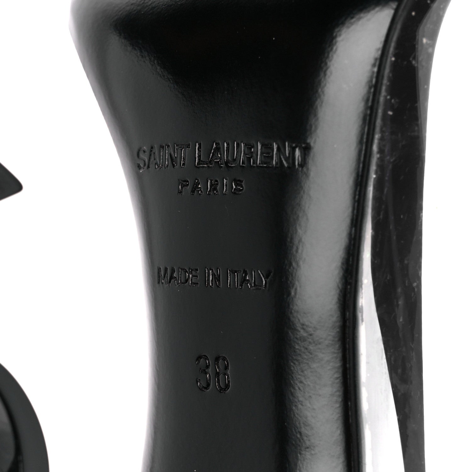 Saint Laurent Patent Calfskin PVC Opyum 110 Pump 38 Black Transparent 6 of 9