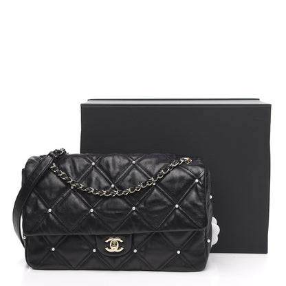 Chanel Lambskin Quilted Pearl Studded Flap Black 12 of 12