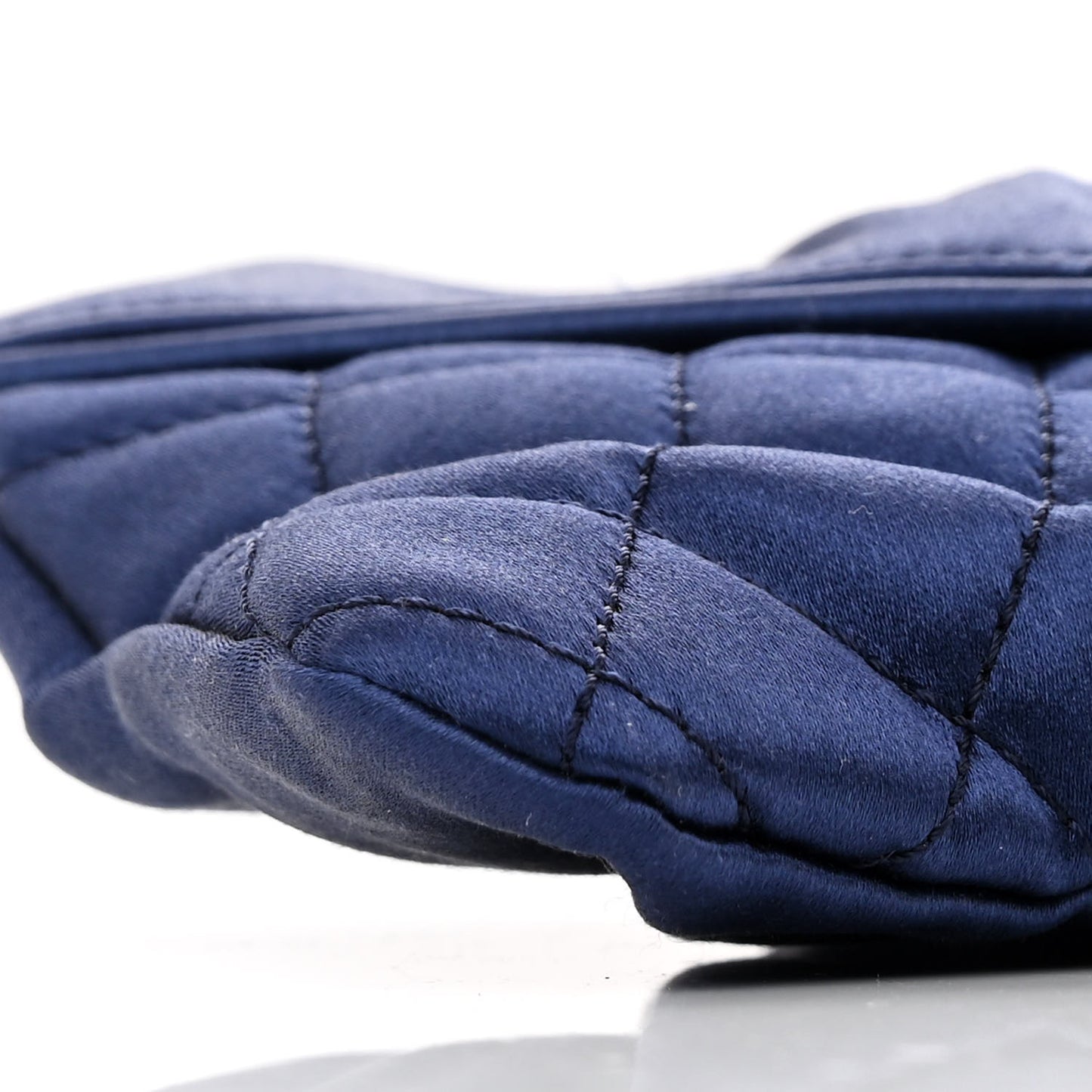 Satin Quilted Half Moon Clutch Blue