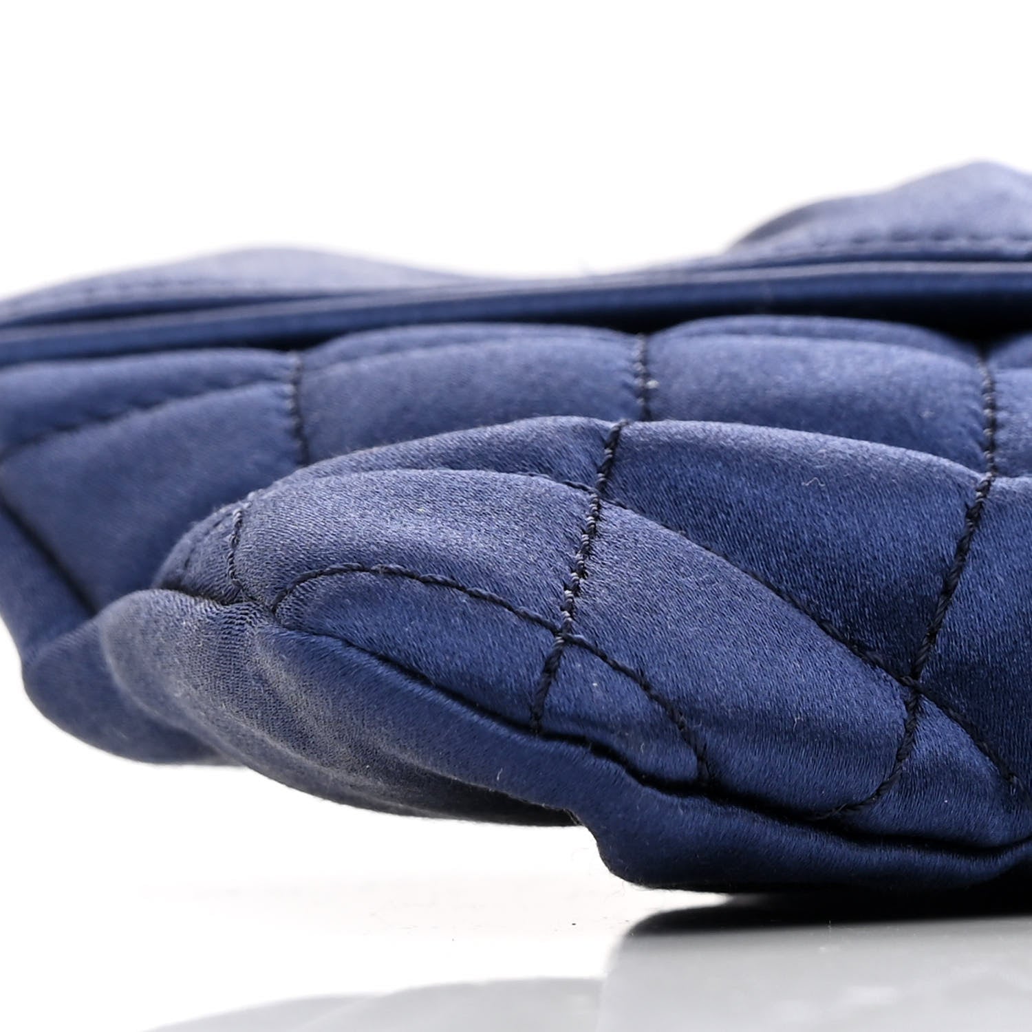 Chanel Satin Quilted Half Moon Clutch Blue 9 of 10