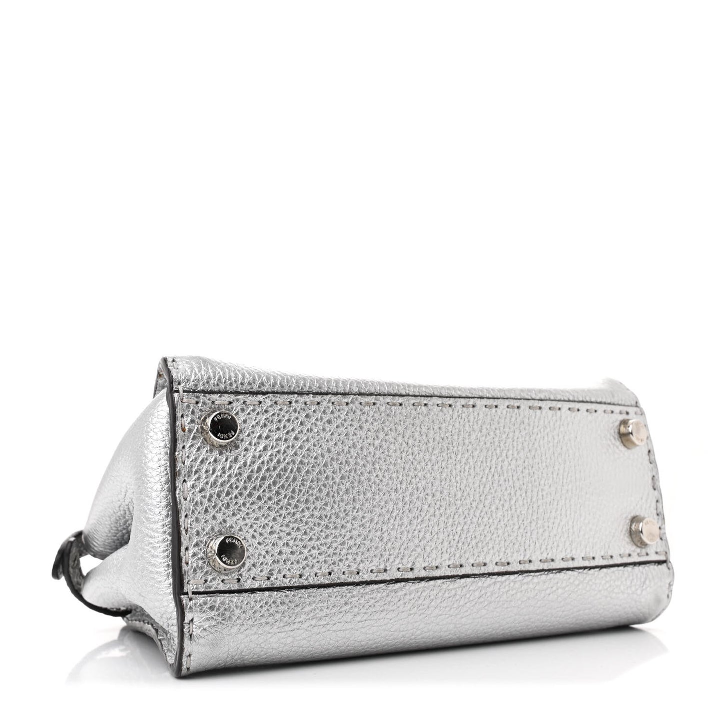 Cuoio Romano Lux Selleria Mini Peekaboo Iconic Satchel Argento
