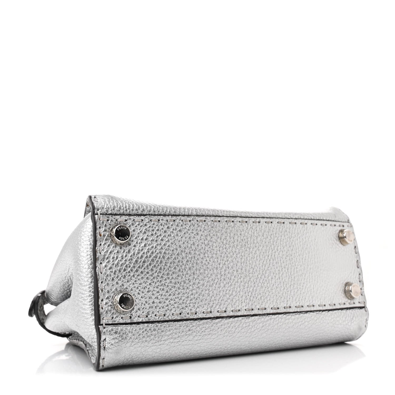 Fendi Cuoio Romano Lux Selleria Mini Peekaboo Iconic Satchel Argento 4 of 12