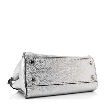 Fendi Cuoio Romano Lux Selleria Mini Peekaboo Iconic Satchel Argento 4 of 12